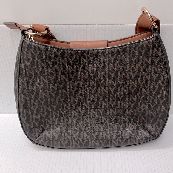Jones New York Signature Handbag Purse Brown Monogram Pattern Faux Leather - Picture 2 of 11